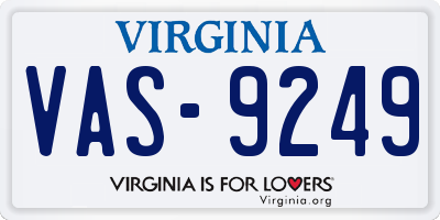 VA license plate VAS9249