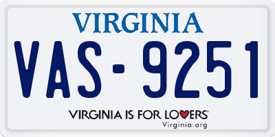 VA license plate VAS9251