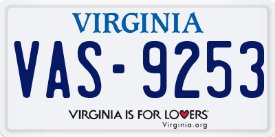 VA license plate VAS9253