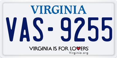 VA license plate VAS9255