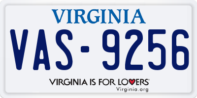 VA license plate VAS9256