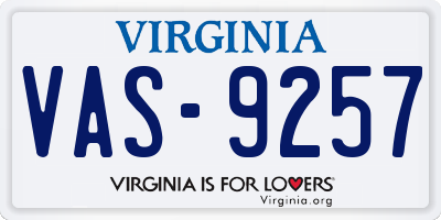 VA license plate VAS9257