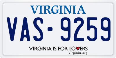 VA license plate VAS9259