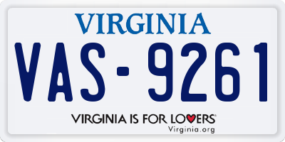 VA license plate VAS9261