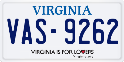 VA license plate VAS9262