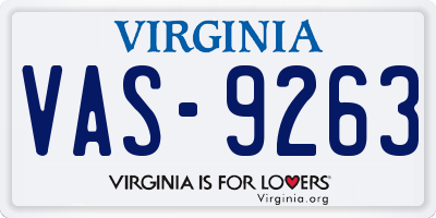 VA license plate VAS9263