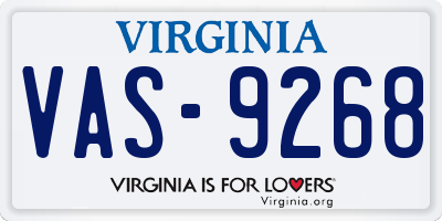 VA license plate VAS9268