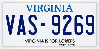 VA license plate VAS9269