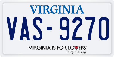 VA license plate VAS9270