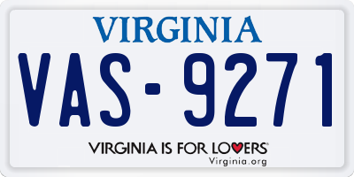 VA license plate VAS9271