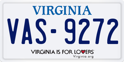 VA license plate VAS9272