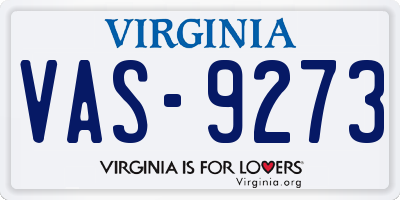 VA license plate VAS9273