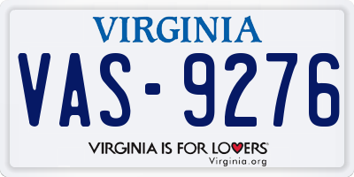 VA license plate VAS9276