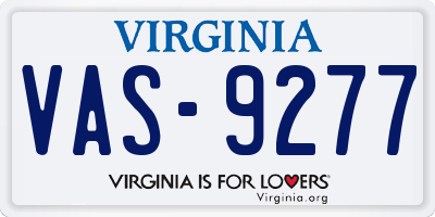 VA license plate VAS9277