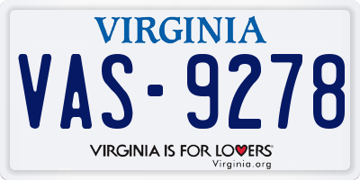 VA license plate VAS9278