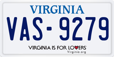 VA license plate VAS9279