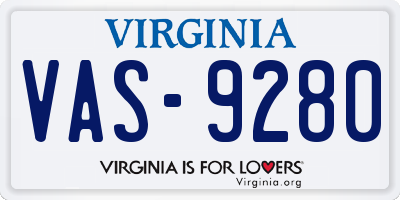 VA license plate VAS9280