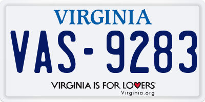 VA license plate VAS9283