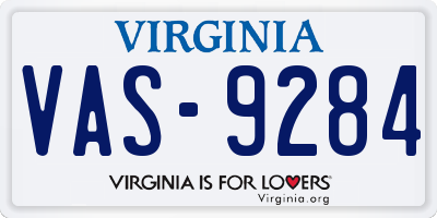 VA license plate VAS9284