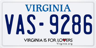 VA license plate VAS9286