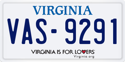 VA license plate VAS9291