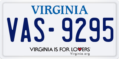 VA license plate VAS9295