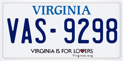 VA license plate VAS9298