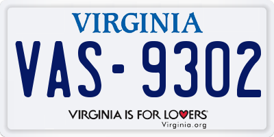 VA license plate VAS9302