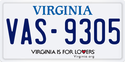 VA license plate VAS9305