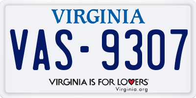 VA license plate VAS9307