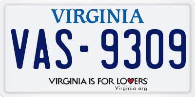 VA license plate VAS9309