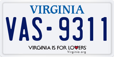 VA license plate VAS9311