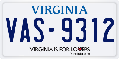 VA license plate VAS9312