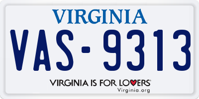 VA license plate VAS9313