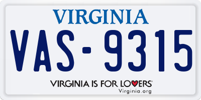 VA license plate VAS9315