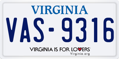 VA license plate VAS9316