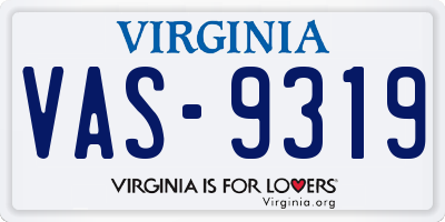 VA license plate VAS9319