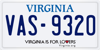 VA license plate VAS9320