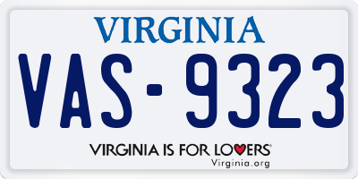 VA license plate VAS9323