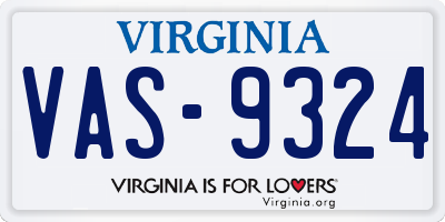 VA license plate VAS9324