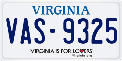 VA license plate VAS9325