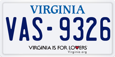 VA license plate VAS9326