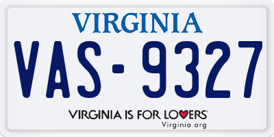 VA license plate VAS9327