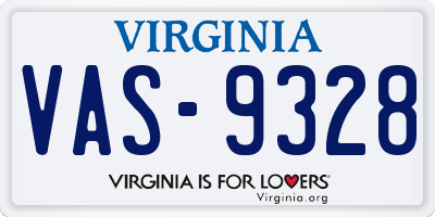 VA license plate VAS9328