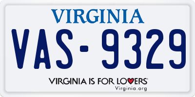 VA license plate VAS9329