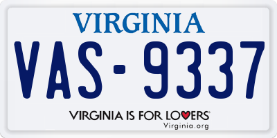 VA license plate VAS9337