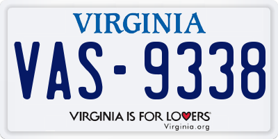 VA license plate VAS9338