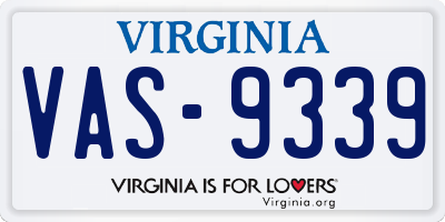 VA license plate VAS9339