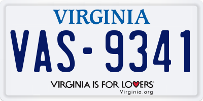 VA license plate VAS9341