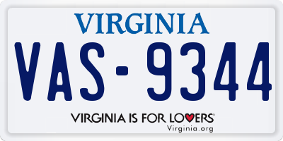 VA license plate VAS9344